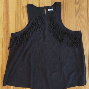 western fringed suede feel tank top